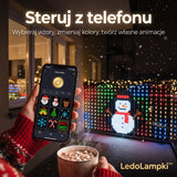 Sterowanie świątecznymi wzorami kurtyny LED z aplikacji w telefonie