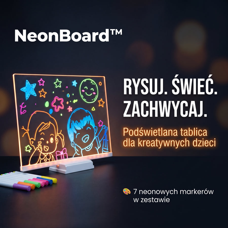 Podświetlana tablica do rysowania NeonBoard™ z neonowymi rysunkami