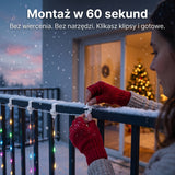 Montaż kurtyny LED LedoLampki™ na balustradzie balkonu za pomocą haczyka
